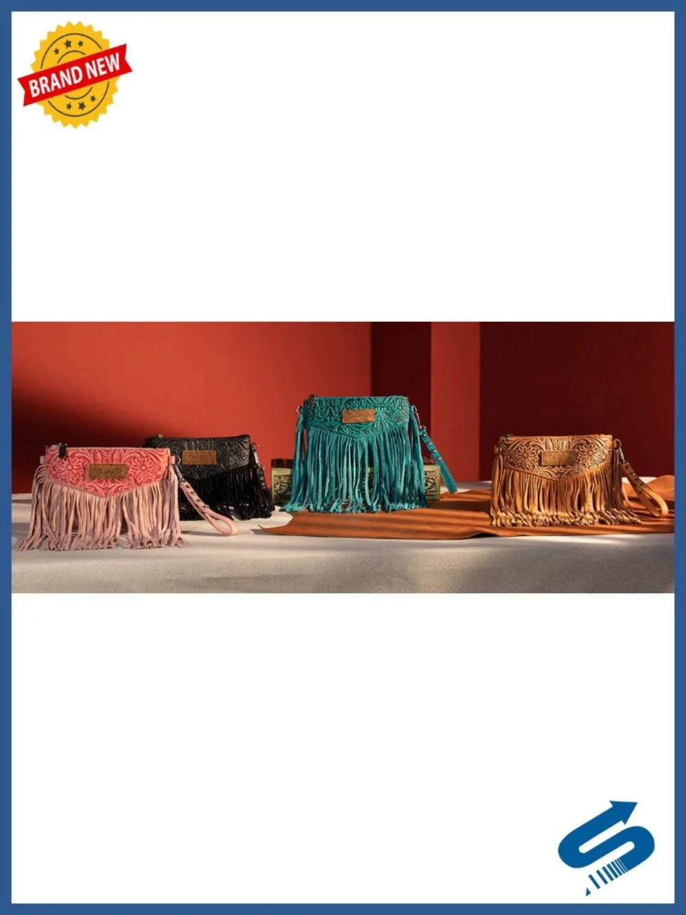Faux Leather Crossbody Bag with Fringe Wristlet Purse